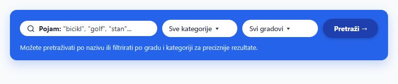 Polje za pretragu sa filterima