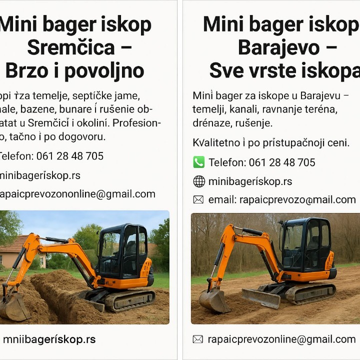 Mini bager iskop Barajevo – Sve vrste iskopa