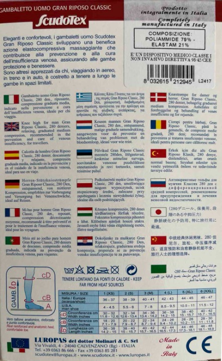 italijanske muške kompresivne čarape za vene