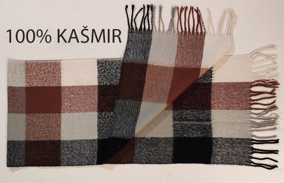 Kašmir Šal 100% (160x32) – Braon Karo 