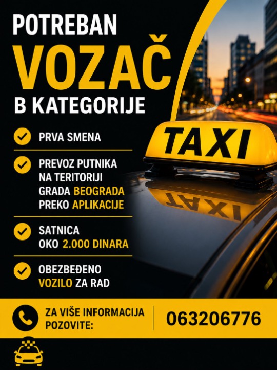 Potreban taxi vozač