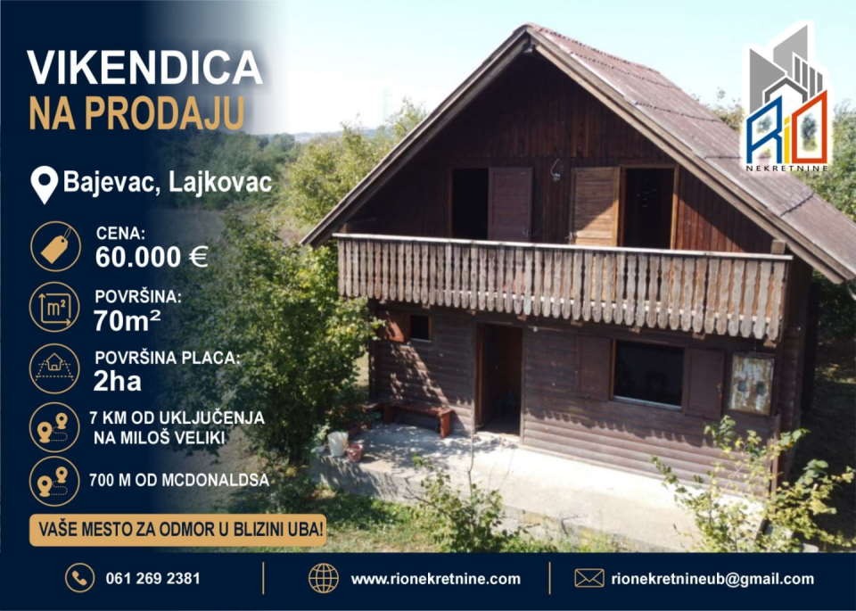 NA PRODAJU!  Prelepa vikendica u Bajevcu kod Lajkovca  