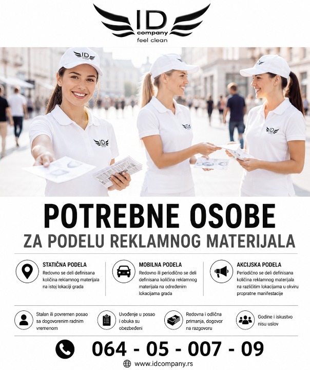 Potrebne osobe za podelu reklamnog materijala 