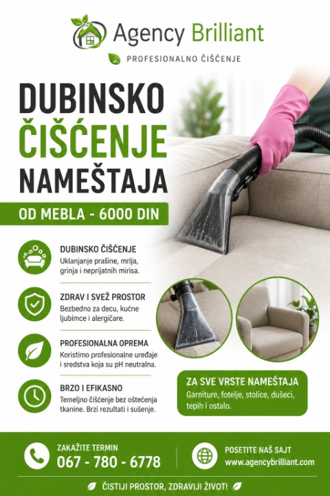 Dubinsko čišćenje nameštaja od mebla  6000 rsd